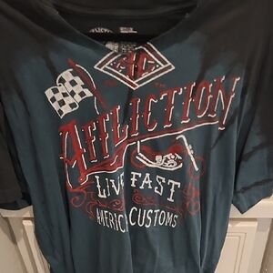 Affliction Live Fast Tee in Blue and Red/Never Worn